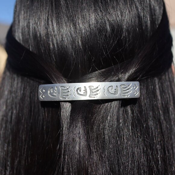 Handcrafted Native American Hair Pin Overlay Satin Finish Bear Claw Design**‎ - Picture 1 of 11